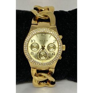 SO & CO New York Women Gold Stainless Steel Analog Dial Quartz WristWatch LJ175